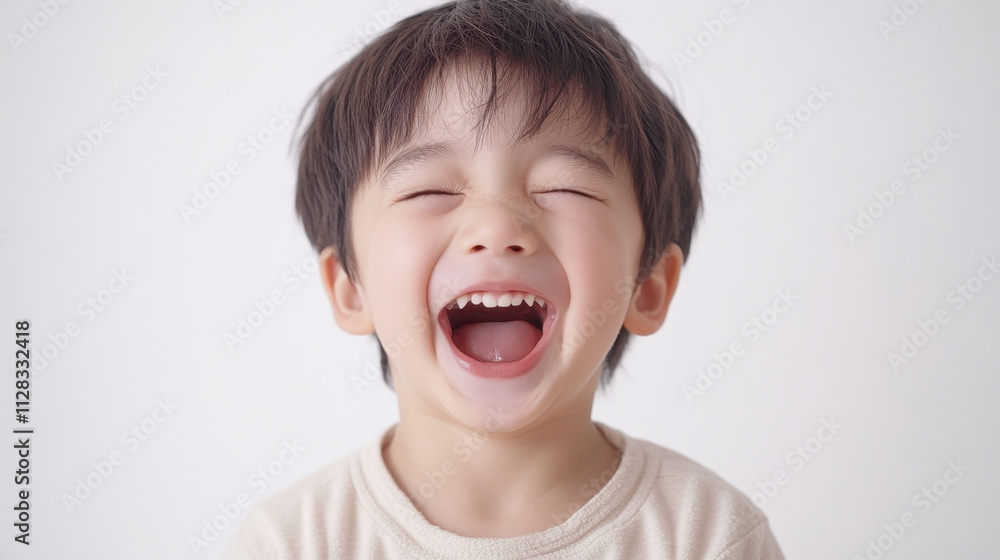 Happy boy laughing joyfully with bright smile, showcasing innocence and joy. His playful expression radiates warmth and happiness, perfect for capturing childhood moments Happy boy laughing joyfully with bright smile, showcasing innocence and joy. His playful expression radiates warmth and happiness, perfect for capturing childhood moments
