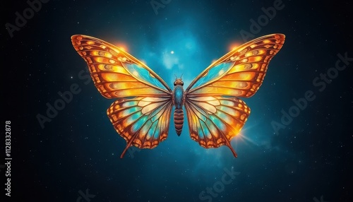 Close up of a butterfly with a background full of stars Like a galaxy