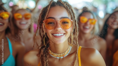 Joyful College Students Enjoying Music Festival Together