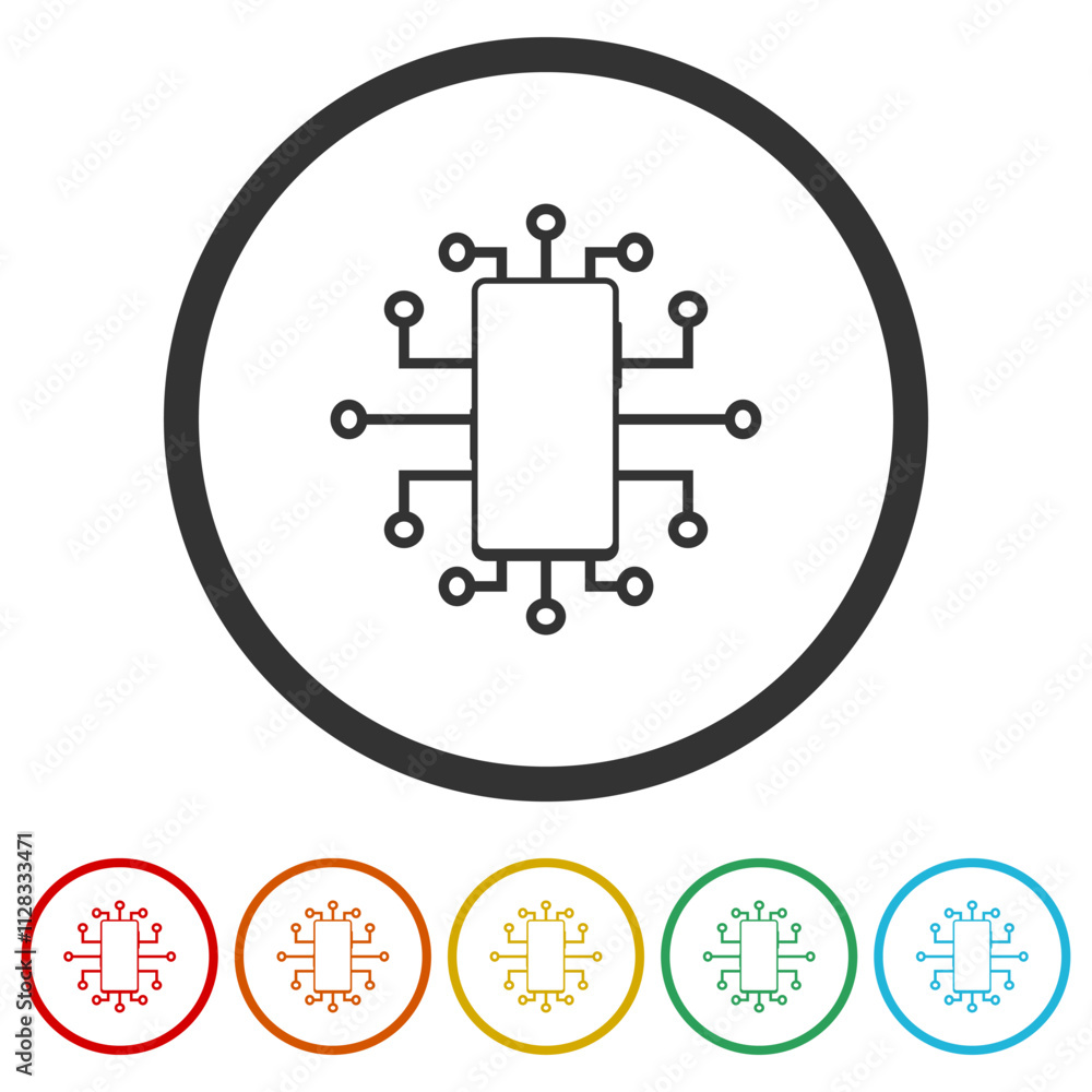 Digitalization Icon. Set icons in color circle buttons Digitalization Icon. Set icons in color circle buttons
