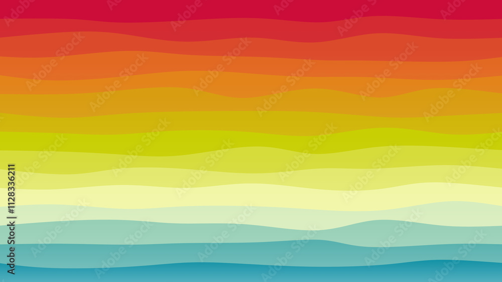 Red, green and blue coloured wave patterned background with a flowing design Red, green and blue coloured wave patterned background with a flowing design