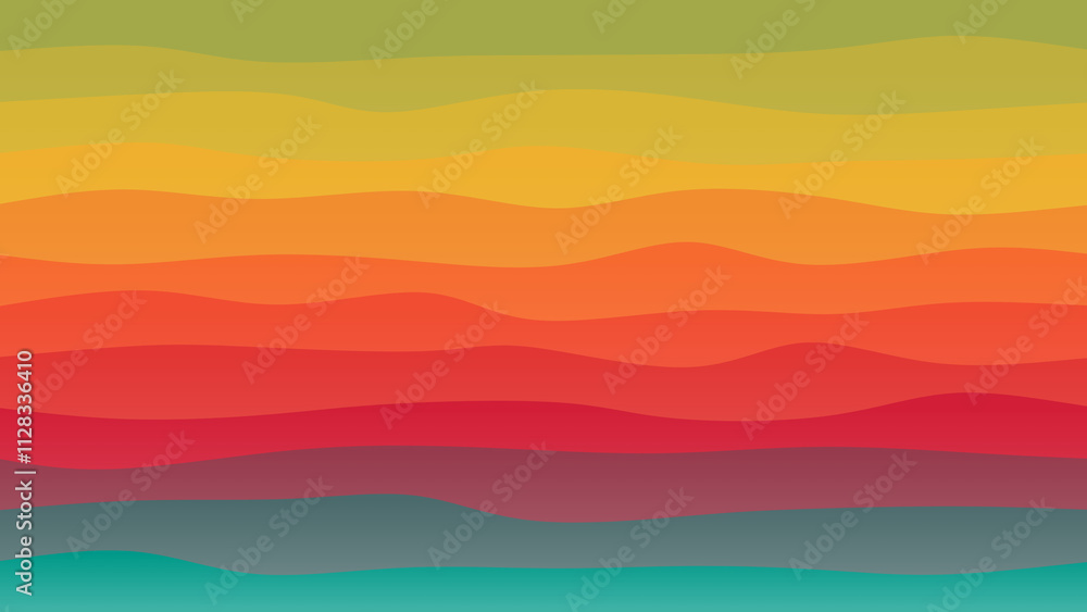 Red, green and blue coloured wave patterned background with a flowing design Red, green and blue coloured wave patterned background with a flowing design