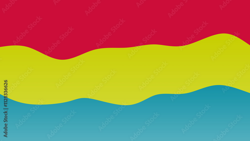 Red, green and blue coloured wave patterned background with a flowing design Red, green and blue coloured wave patterned background with a flowing design