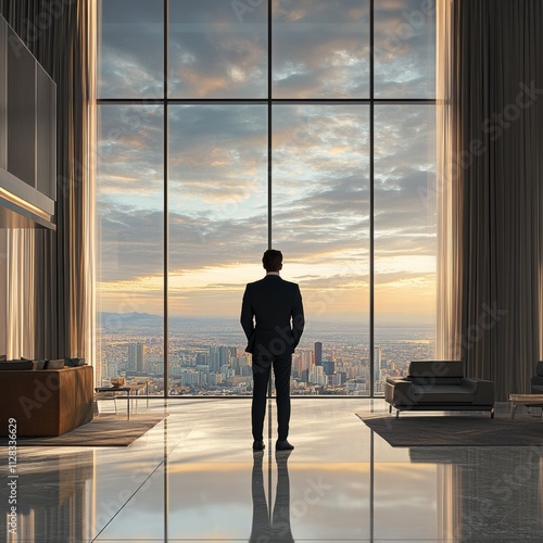 3D rendering of businessman in conference room.