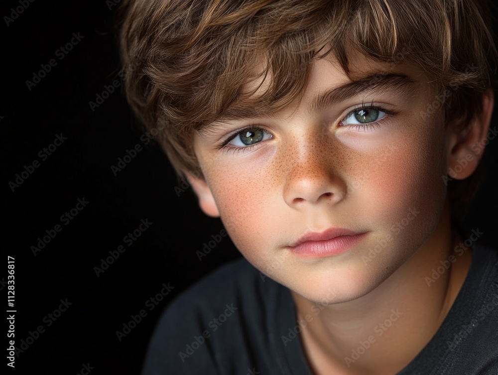 portrait of a young boy with expressive eyes and soft features portrait of a young boy with expressive eyes and soft features