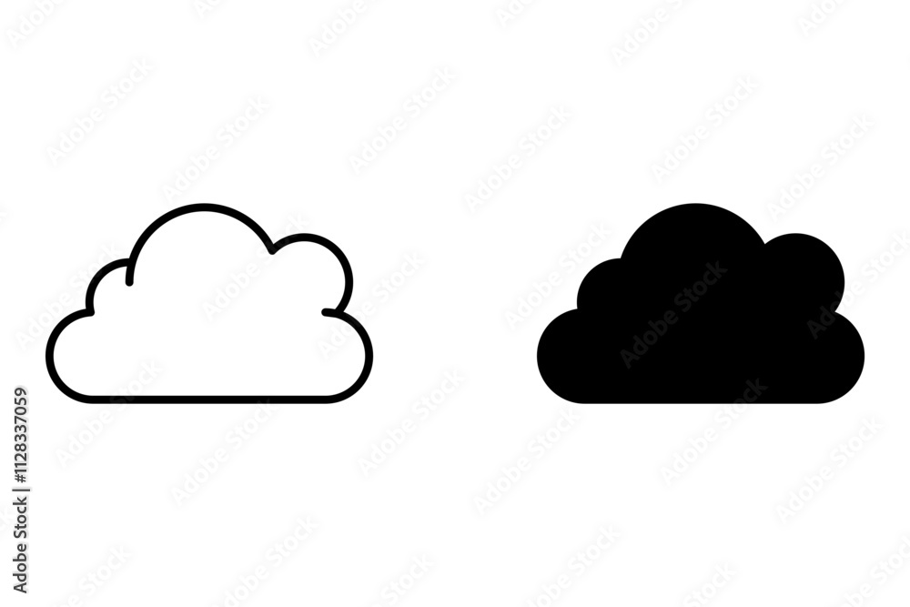 Clouds line art icon. Databases networking software image cloud and synoptics concept. Vector Clouds line art icon. Databases networking software image cloud and synoptics concept. Vector