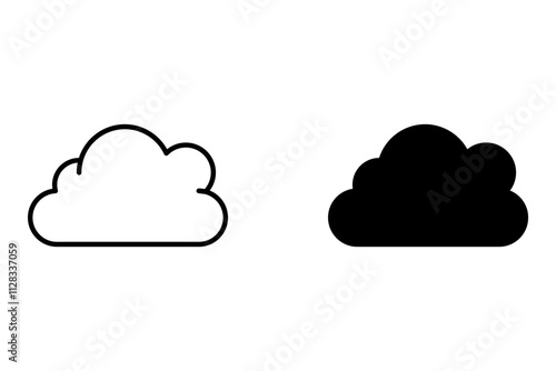Clouds line art icon. Databases networking software image cloud and synoptics concept. Vector
