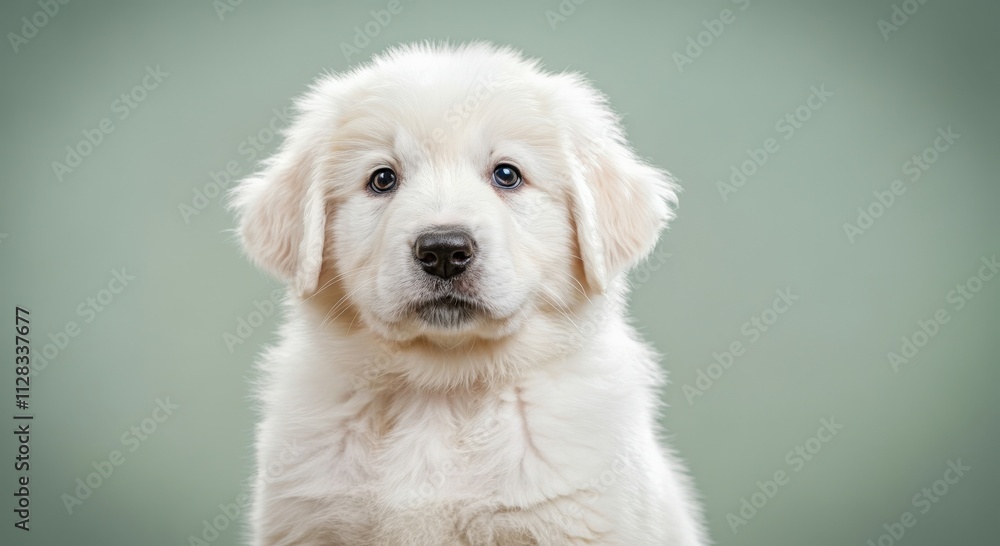 Adorable golden retriever puppy portrait: fluffy young dog with soft white fur and innocent expression Adorable golden retriever puppy portrait: fluffy young dog with soft white fur and innocent expression