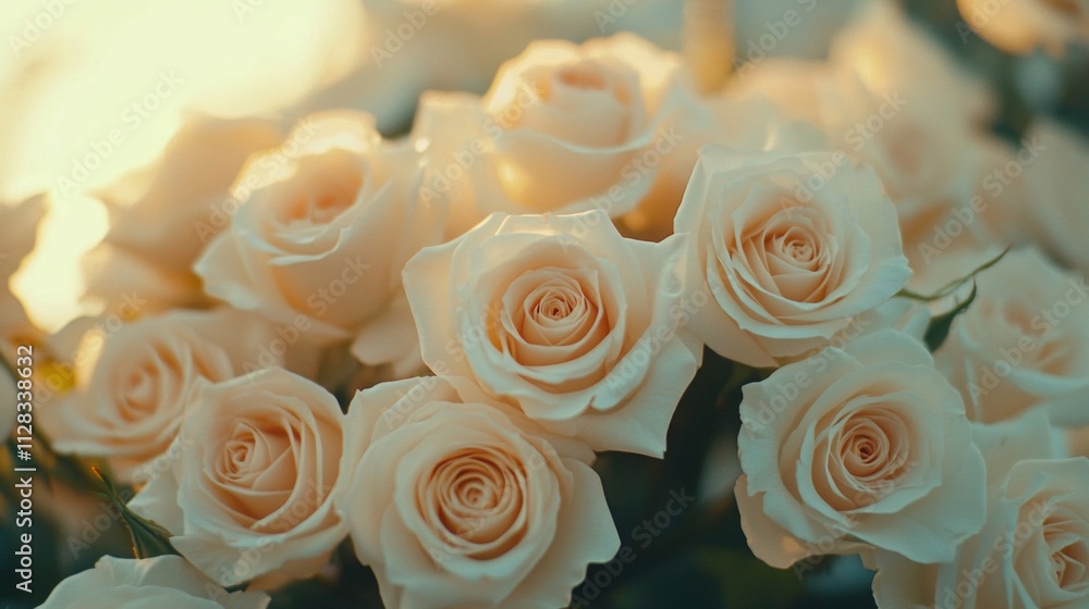 A Bouquet Of Delicate Peach Roses Basking In Sunlight A Bouquet Of Delicate Peach Roses Basking In Sunlight