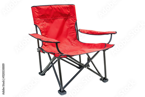 Comfortable red folding chair ideal for outdoor activities and relaxation during sunny days with friends and family gatherings photo