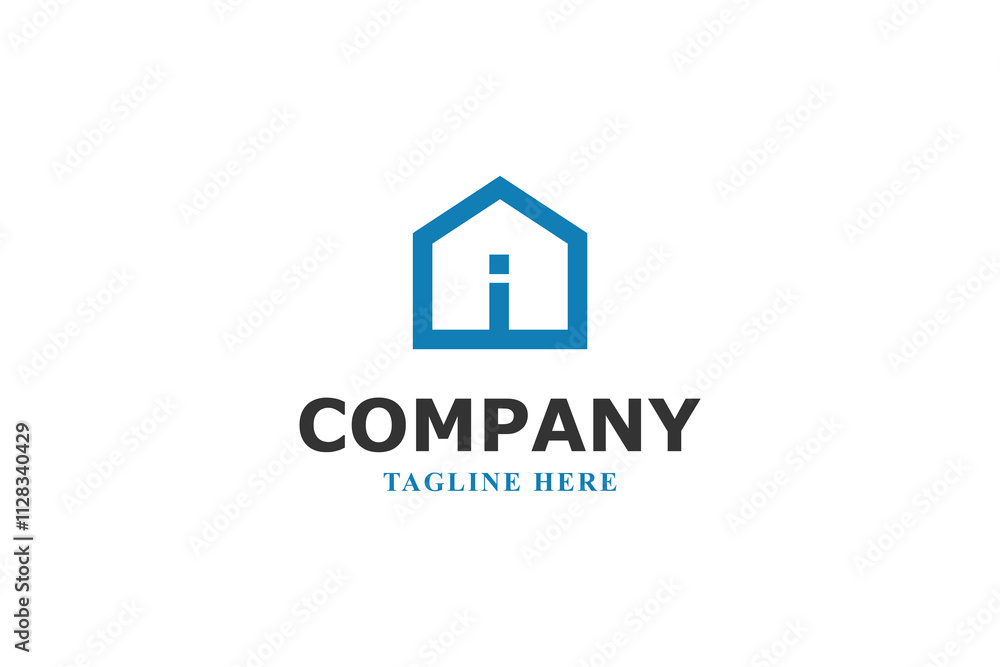 letter i with house and building logo letter i with house and building logo