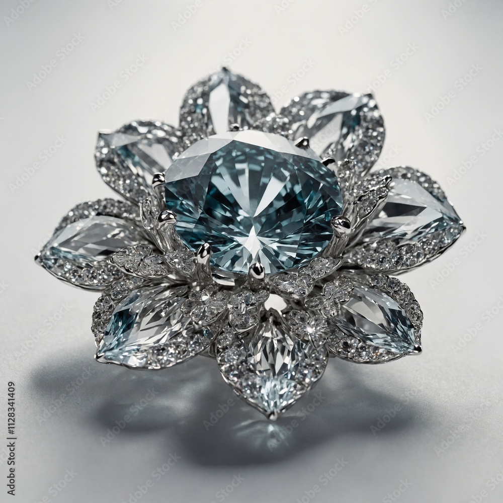 A beautifully crafted diamond flower resembling a gemstone, on white. A beautifully crafted diamond flower resembling a gemstone, on white.