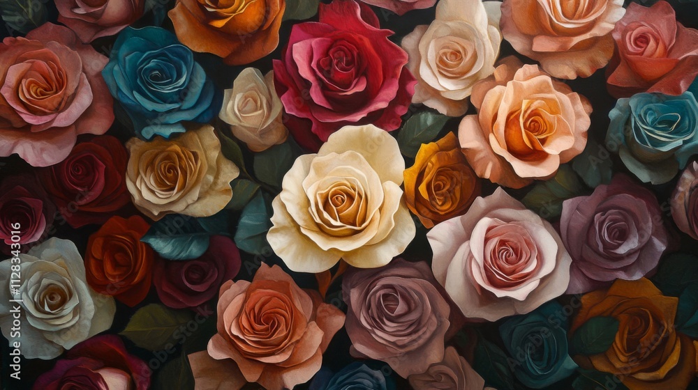 A Colorful Collection Of Roses In Rich Hues A Colorful Collection Of Roses In Rich Hues