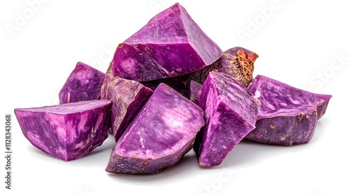 Chopped Purple yam isolated in white background
