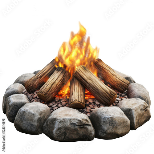 Wallpaper Mural Campfire with wood and stones isolated on transparent background, Cutout clipart, 3d rendering Torontodigital.ca