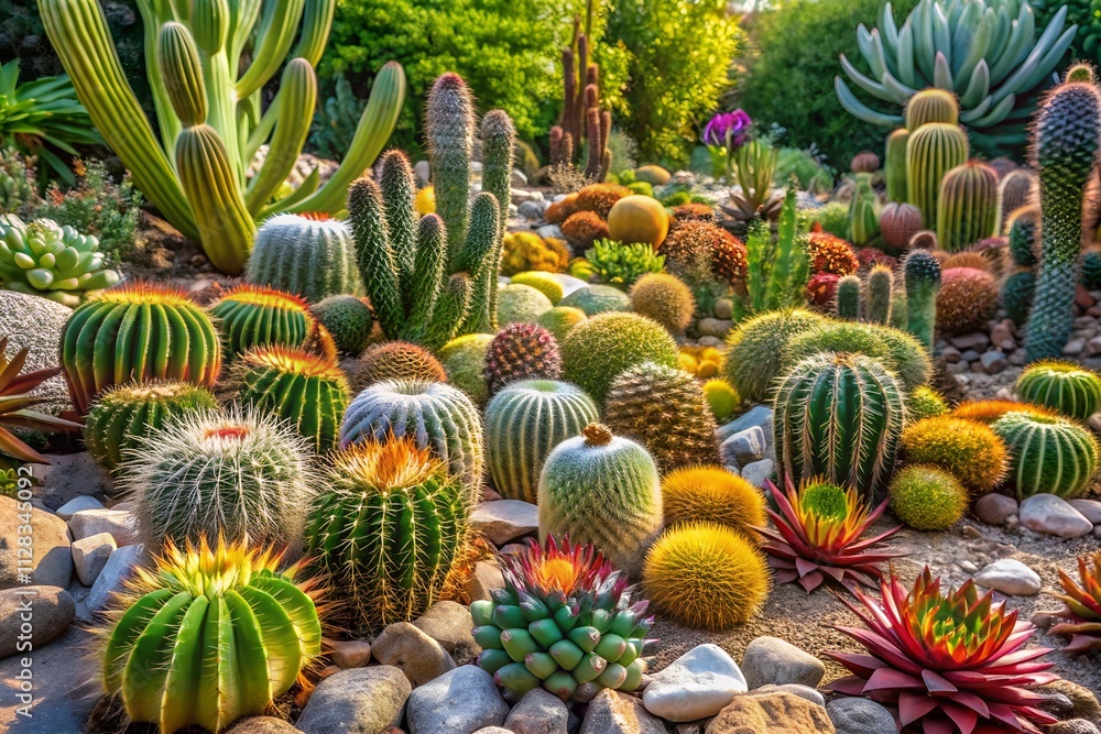 Diverse Cactus and Succulent Collection in Rock Garden Diverse Cactus and Succulent Collection in Rock Garden