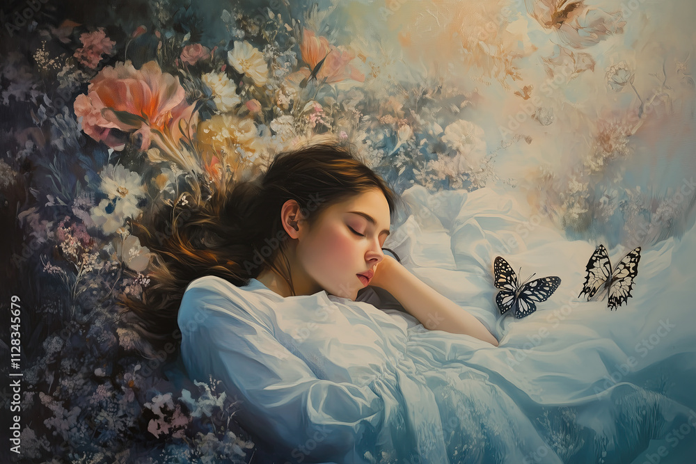 Girl sleeping and dreaming. Girl sleeping and dreaming.