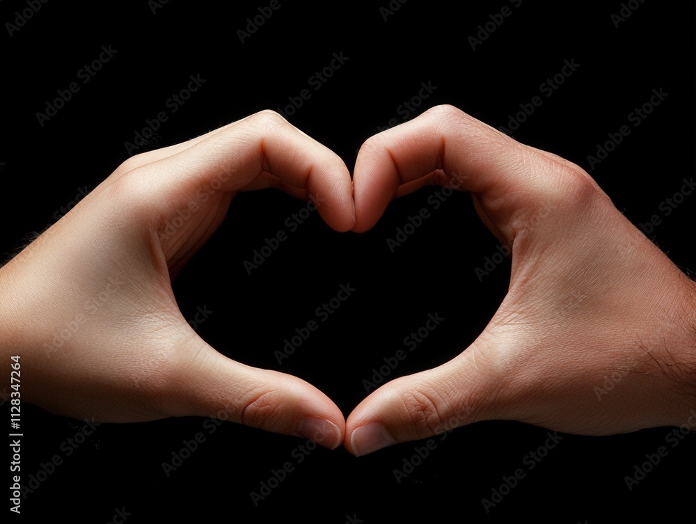 Fototapeta premium hands forming a heart shape on a black background