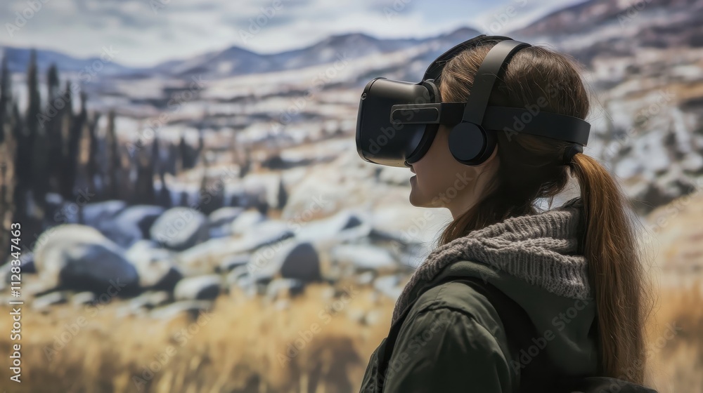 Obraz premium A VR immersive journalist from the USA crafting interactive experiences on climate change awareness