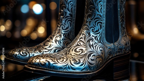 Elegant Silver Embossed Ankle Boots