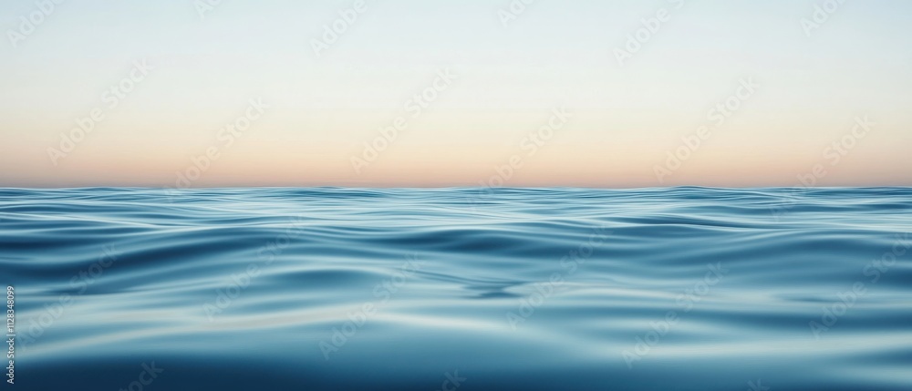 Obraz premium Serene Ocean Waves Under Soft Sunrise Horizon with Gentle Colors