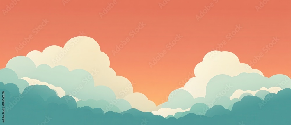 Soft Gradient Clouds at Sunset with Calm Ocean Horizon Scene Soft Gradient Clouds at Sunset with Calm Ocean Horizon Scene