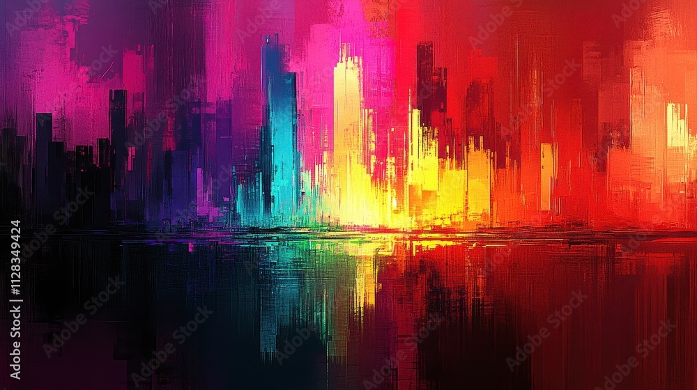 Surreal Vibrant Colors with High Rises at Evening Glow Surreal Vibrant Colors with High Rises at Evening Glow