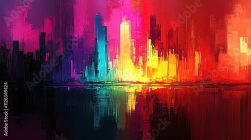 Surreal Vibrant Colors with High Rises at Evening Glow