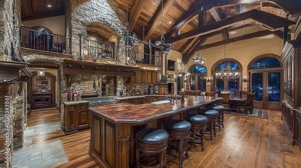 Rustic and Cozy Interior of a Luxurious Alpine Lodge Rustic and Cozy Interior of a Luxurious Alpine Lodge