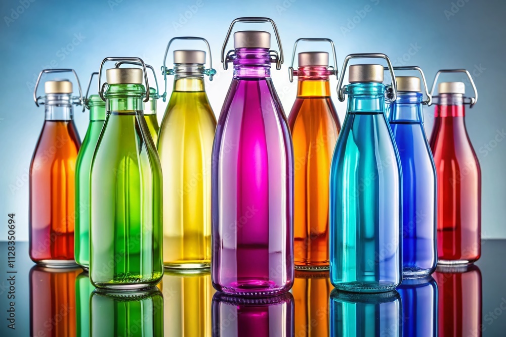 Glass Water Bottles - Light Background - Modern Design Glass Water Bottles - Light Background - Modern Design