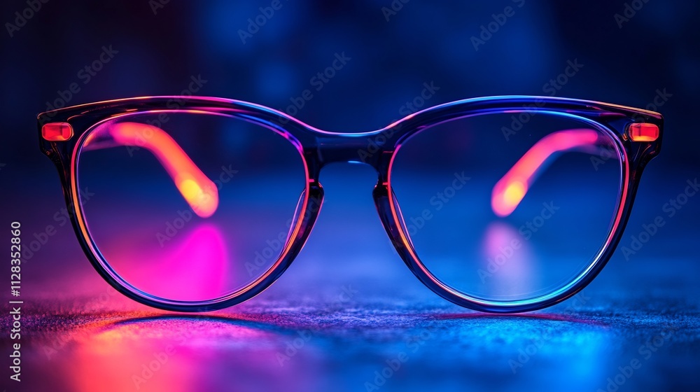 Isolated white background professional eyeglasses sleek neon accents and a luxury finish suitable for formal office settings