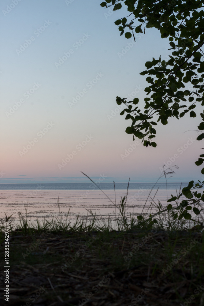 White nights on the shore of Lake Ladoga. Time 23:40. White nights on the shore of Lake Ladoga. Time 23:40.