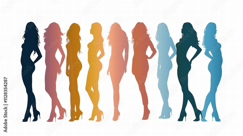 Elegant Silhouettes of Women in Various Colors and Poses Elegant Silhouettes of Women in Various Colors and Poses