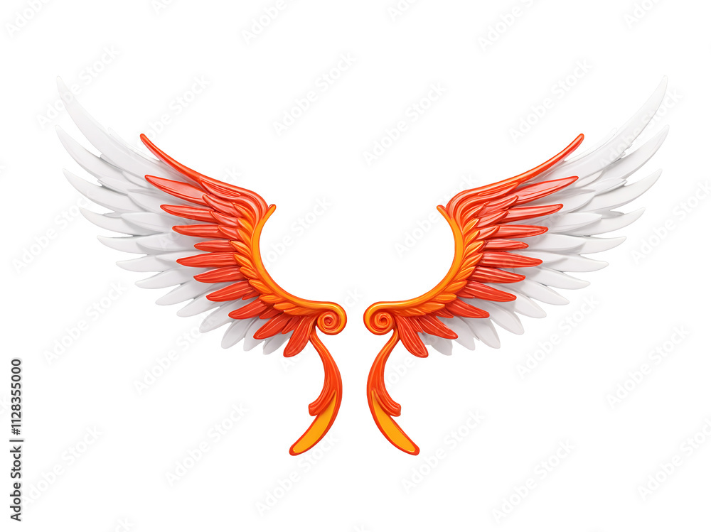 Fototapeta premium Artistic Illustration of Angel Wings with Feather Details transparent Background