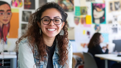 A collection of portrait photos of Hispanic designers, from young students to established artists, smiling in creative spaces