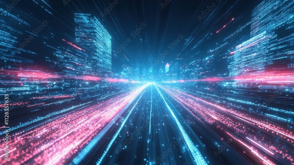 futuristic cityscape with neon lights and motion blur futuristic cityscape with neon lights and motion blur