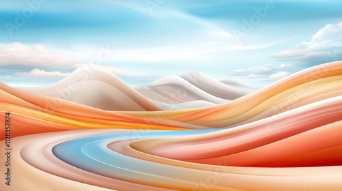 Abstract Landscape with Winding Road. photo