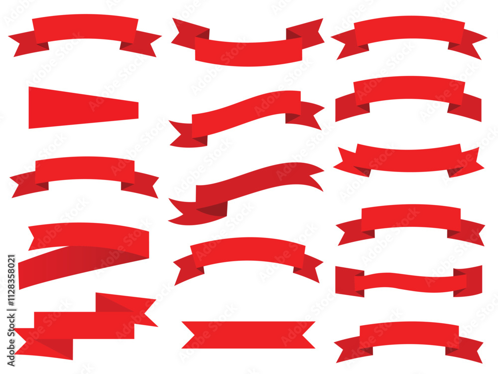 Set of Creative Red Ribbon Vector Illustrations. Set of Creative Red Ribbon Vector Illustrations.