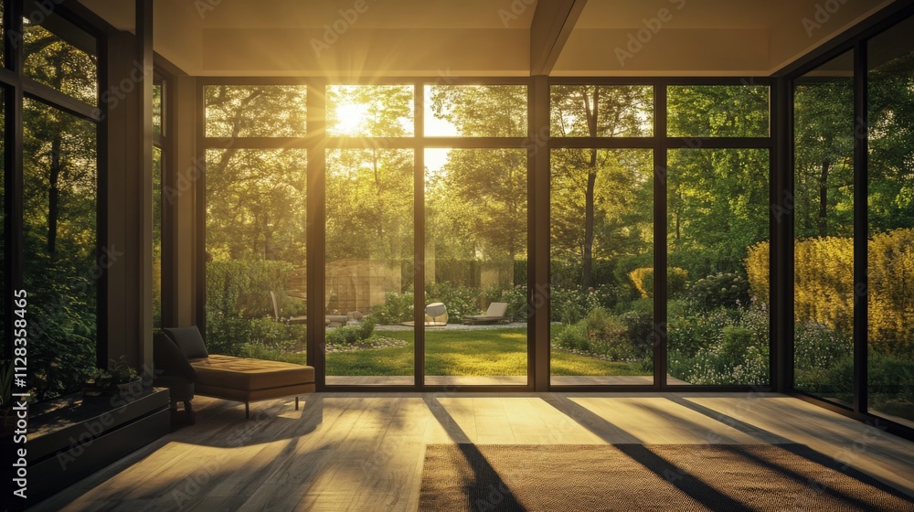 serene indoor space with natural light and garden view serene indoor space with natural light and garden view