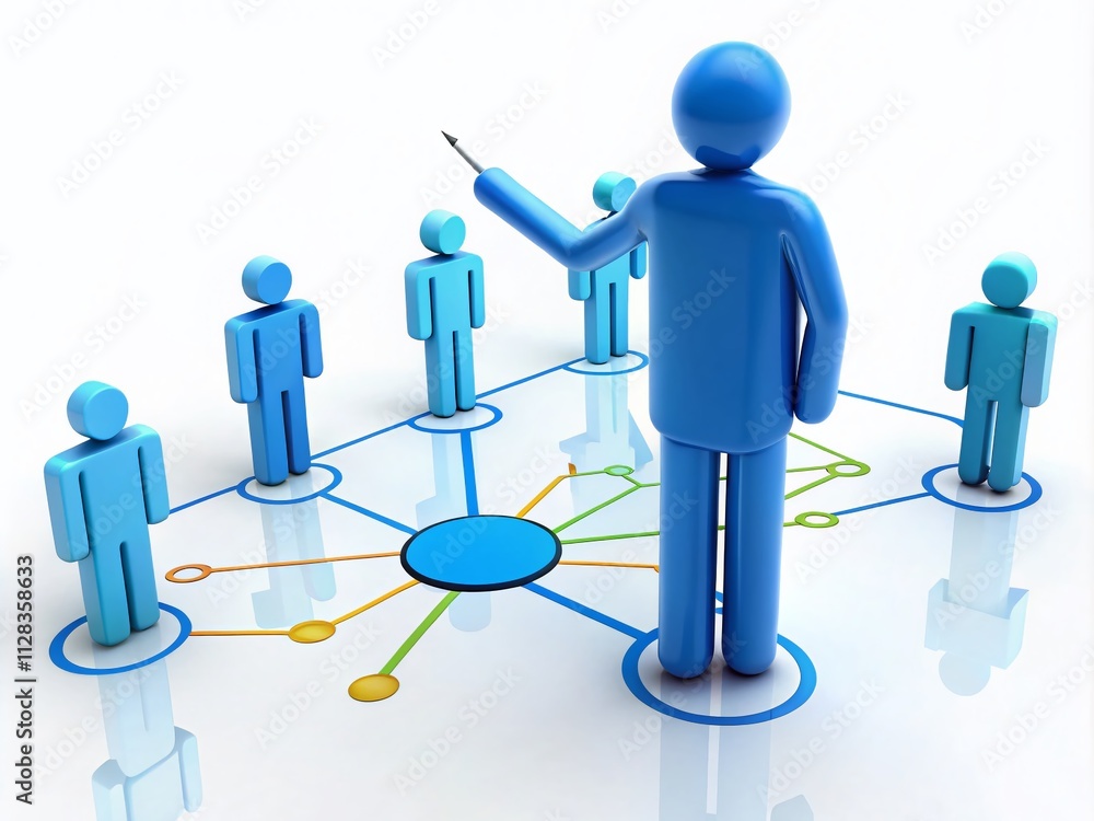 Stickman Blue Strategy Analysis Diagram - AI Photo Illustration Stickman Blue Strategy Analysis Diagram - AI Photo Illustration