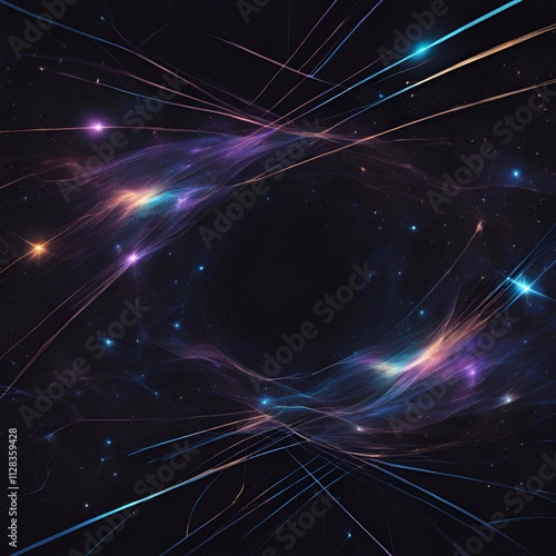 Futuristic Energy Waves in Space with Glowing Stars and Abstract Patterns