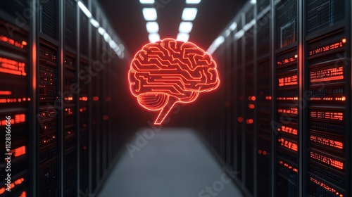 Ai innovation showcase neural network visualization in a data center environment futuristic technology perspective