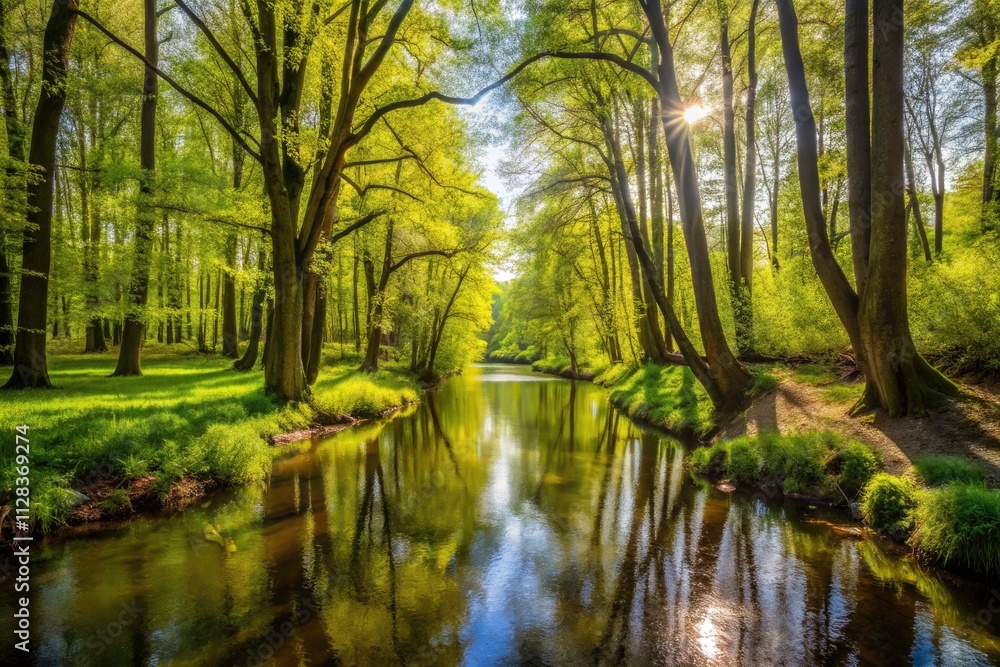 Spring Alder Forest Briese Stream Berlin - Lush Green Riparian Ecosystem Photography Spring Alder Forest Briese Stream Berlin - Lush Green Riparian Ecosystem Photography