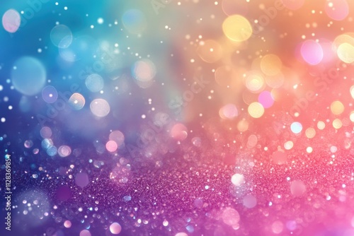 Vibrant bokeh lights and glitter create a magical, colorful backdrop. Ideal for festive designs, adding a touch of sparkle and fantasy to your projects.