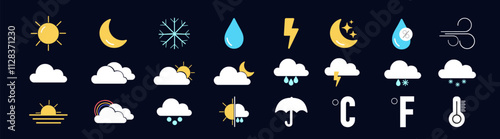 Weather editable stroke outline icons set. Meteorology and climate forecast pictograms vector illustration, icon set