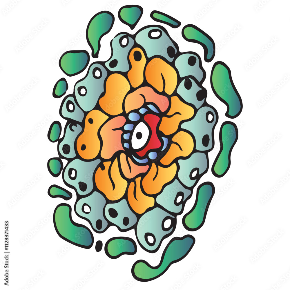 Fototapeta premium Doodle Art. Hand-drawn little funny monsters. Colorful design vector