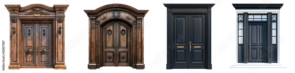Front doors isolated on transparent background, Set of Front doors isolated on transparent background, Set of