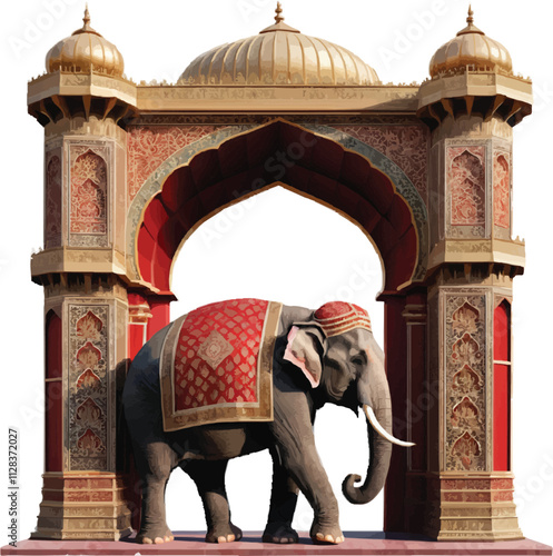 A realistic Mughal arch with lotus-shaped pattern