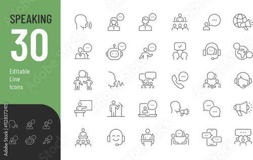 Speaking Line Editable Icons set. Vector illustration in modern thin line style of communication related icons: speech, talk, dialogue, and more. Pictograms and infographics.