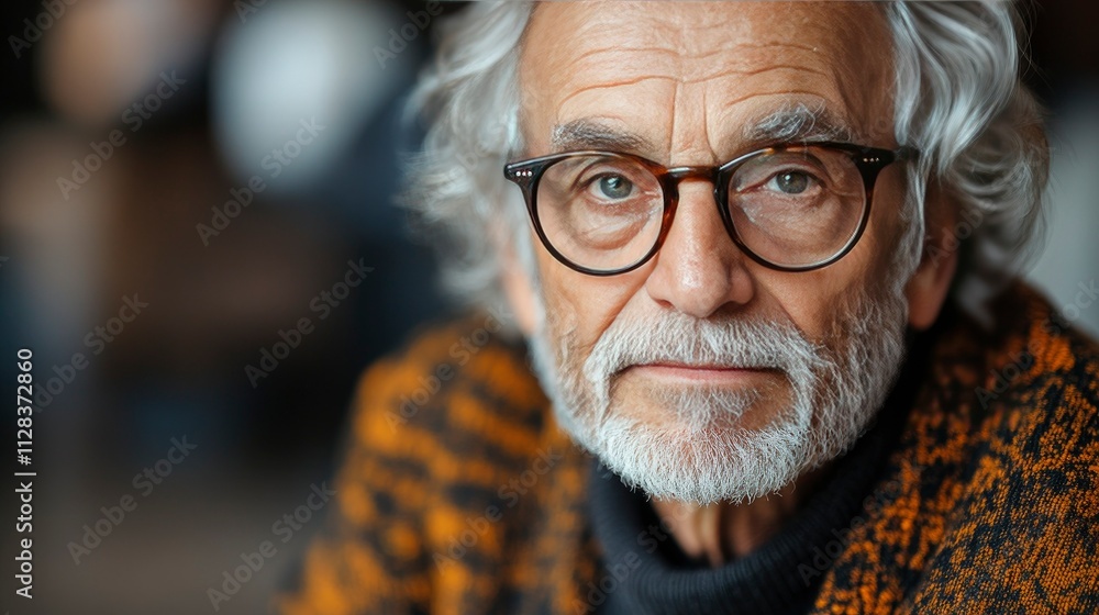 Portrait of a Thoughtful Senior Man with Glasses Portrait of a Thoughtful Senior Man with Glasses